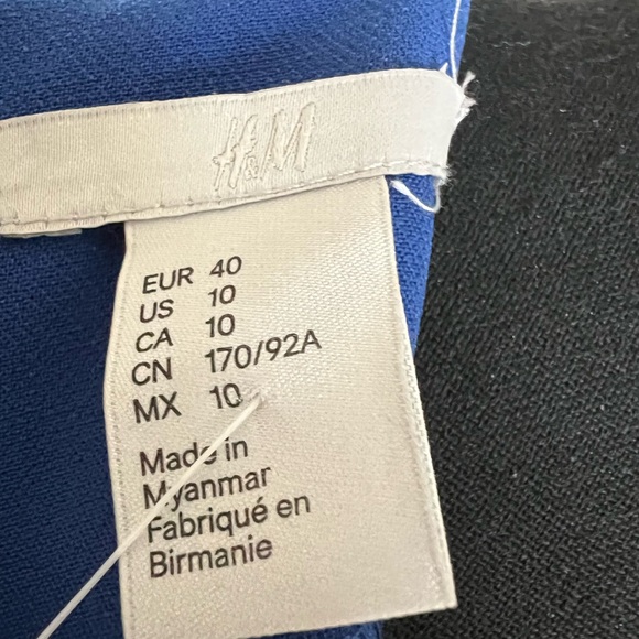 H&M Blue 3/4 Sleeve Dress Size 10 - Picture 5 of 6